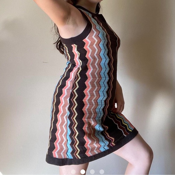 Vintage Chevron Knit Pullover Sweater Dress in size L Multicolor Casual Party - Picture 1 of 6